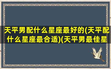 天平男配什么星座最好的(天平配什么星座最合适)(天平男最佳星座搭配)