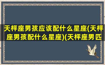 天枰座男孩应该配什么星座(天枰座男孩配什么星座)(天枰座男匹配什么星座好)