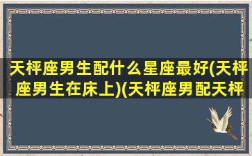 天枰座男生配什么星座最好(天枰座男生在床上)(天枰座男配天枰座女)