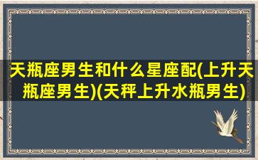 天瓶座男生和什么星座配(上升天瓶座男生)(天秤上升水瓶男生)