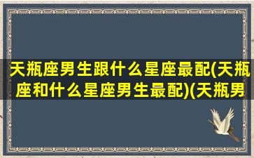 天瓶座男生跟什么星座最配(天瓶座和什么星座男生最配)(天瓶男配对什么星座)