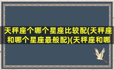 天秤座个哪个星座比较配(天秤座和哪个星座最般配)(天秤座和哪个星座比较合适)