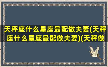 天秤座什么星座最配做夫妻(天秤座什么星座最配做夫妻)(天秤做最配的星座)