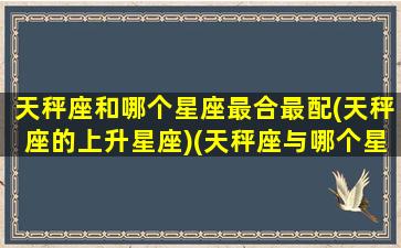 天秤座和哪个星座最合最配(天秤座的上升星座)(天秤座与哪个星座般配)
