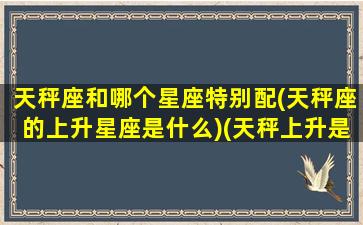 天秤座和哪个星座特别配(天秤座的上升星座是什么)(天秤上升是什么星座配对)