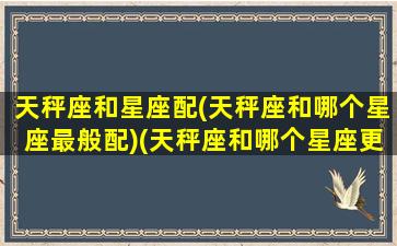 天秤座和星座配(天秤座和哪个星座最般配)(天秤座和哪个星座更配)