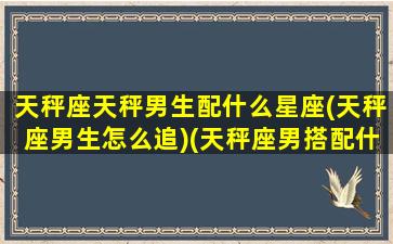 天秤座天秤男生配什么星座(天秤座男生怎么追)(天秤座男搭配什么星座)