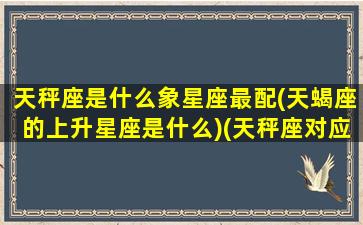 天秤座是什么象星座最配(天蝎座的上升星座是什么)(天秤座对应的上升星座)