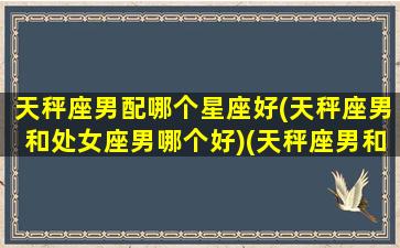 天秤座男配哪个星座好(天秤座男和处女座男哪个好)(天秤座男和处女座最配对)