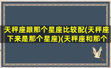 天秤座跟那个星座比较配(天秤座下来是那个星座)(天秤座和那个星座相配)