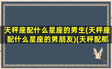 天秤座配什么星座的男生(天秤座配什么星座的男朋友)(天秤配那个星座)