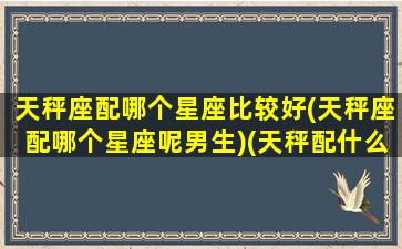 天秤座配哪个星座比较好(天秤座配哪个星座呢男生)(天秤配什么星座恋爱)