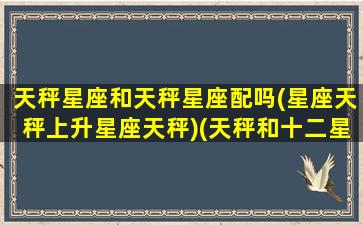 天秤星座和天秤星座配吗(星座天秤上升星座天秤)(天秤和十二星座配对指数)