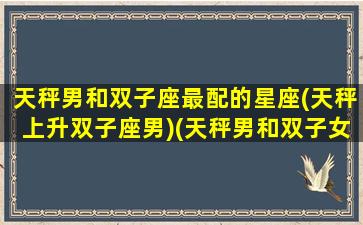 天秤男和双子座最配的星座(天秤上升双子座男)(天秤男和双子女座配对指数)