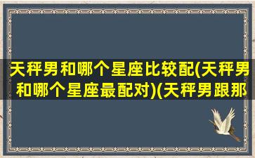 天秤男和哪个星座比较配(天秤男和哪个星座最配对)(天秤男跟那个星座最配)