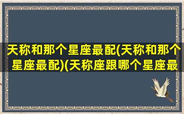 天称和那个星座最配(天称和那个星座最配)(天称座跟哪个星座最配)