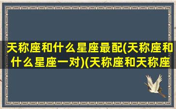 天称座和什么星座最配(天称座和什么星座一对)(天称座和天称座配对吗)