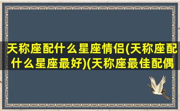 天称座配什么星座情侣(天称座配什么星座最好)(天称座最佳配偶)