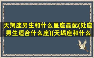 天羯座男生和什么星座最配(处座男生适合什么座)(天蝎座和什么座对配)