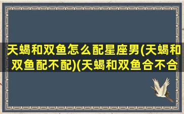 天蝎和双鱼怎么配星座男(天蝎和双鱼配不配)(天蝎和双鱼合不合适)