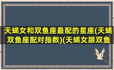天蝎女和双鱼座最配的星座(天蝎双鱼座配对指数)(天蝎女跟双鱼座配吗)
