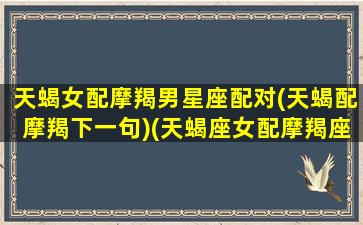 天蝎女配摩羯男星座配对(天蝎配摩羯下一句)(天蝎座女配摩羯座男吗)