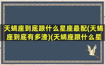 天蝎座到底跟什么星座最配(天蝎座到底有多渣)(天蝎座跟什么星座最般配)