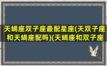 天蝎座双子座最配星座(天双子座和天蝎座配吗)(天蝎座和双子座的配对值)