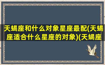 天蝎座和什么对象星座最配(天蝎座适合什么星座的对象)(天蝎座跟什么星座最配做情侣)