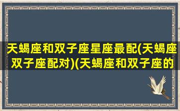 天蝎座和双子座星座最配(天蝎座双子座配对)(天蝎座和双子座的配对值)