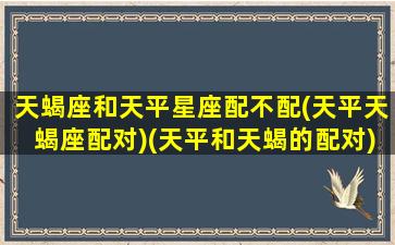 天蝎座和天平星座配不配(天平天蝎座配对)(天平和天蝎的配对)