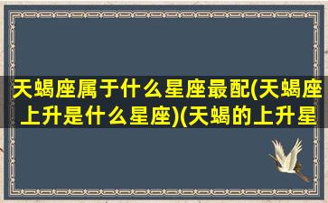 天蝎座属于什么星座最配(天蝎座上升是什么星座)(天蝎的上升星座是什么星座)