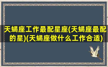 天蝎座工作最配星座(天蝎座最配的星)(天蝎座做什么工作合适)