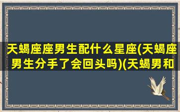 天蝎座座男生配什么星座(天蝎座男生分手了会回头吗)(天蝎男和什么星座最配对是100分)