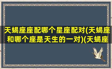 天蝎座座配哪个星座配对(天蝎座和哪个座是天生的一对)(天蝎座与哪个星座最般配)