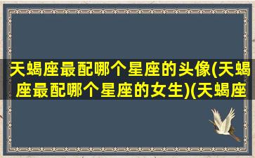 天蝎座最配哪个星座的头像(天蝎座最配哪个星座的女生)(天蝎座应该配哪个星座最好)