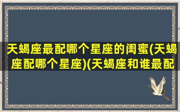 天蝎座最配哪个星座的闺蜜(天蝎座配哪个星座)(天蝎座和谁最配做闺蜜排行榜)