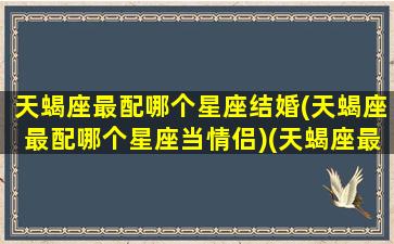 天蝎座最配哪个星座结婚(天蝎座最配哪个星座当情侣)(天蝎座最适合跟谁结婚)