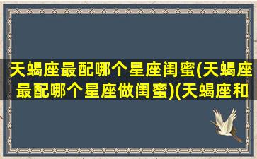 天蝎座最配哪个星座闺蜜(天蝎座最配哪个星座做闺蜜)(天蝎座和什么座最配对做闺蜜)