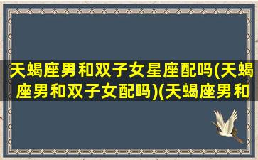 天蝎座男和双子女星座配吗(天蝎座男和双子女配吗)(天蝎座男和双子座女的配对指数是多少)