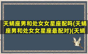 天蝎座男和处女女星座配吗(天蝎座男和处女女星座最配对)(天蝎男和处女女星座合适吗)