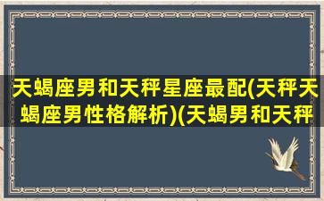 天蝎座男和天秤星座最配(天秤天蝎座男性格解析)(天蝎男和天秤座配对指数)