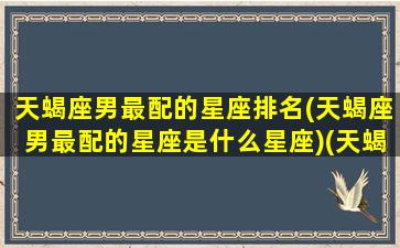 天蝎座男最配的星座排名(天蝎座男最配的星座是什么星座)(天蝎座男最匹配的星座配对)