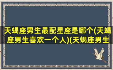 天蝎座男生最配星座是哪个(天蝎座男生喜欢一个人)(天蝎座男生最匹配星座)