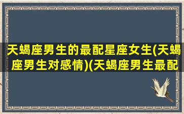 天蝎座男生的最配星座女生(天蝎座男生对感情)(天蝎座男生最配星座排行)