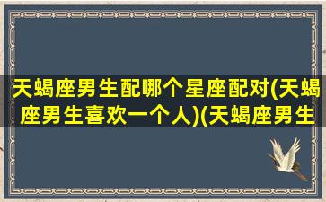 天蝎座男生配哪个星座配对(天蝎座男生喜欢一个人)(天蝎座男生最匹配星座)