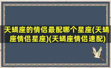 天蝎座的情侣最配哪个星座(天蝎座情侣星座)(天蝎座情侣速配)