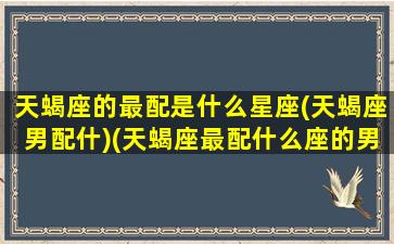 天蝎座的最配是什么星座(天蝎座男配什)(天蝎座最配什么座的男生)