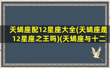 天蝎座配12星座大全(天蝎座是12星座之王吗)(天蝎座与十二星座的配对指数)