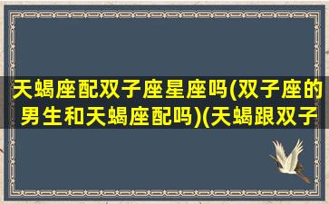 天蝎座配双子座星座吗(双子座的男生和天蝎座配吗)(天蝎跟双子座配么)